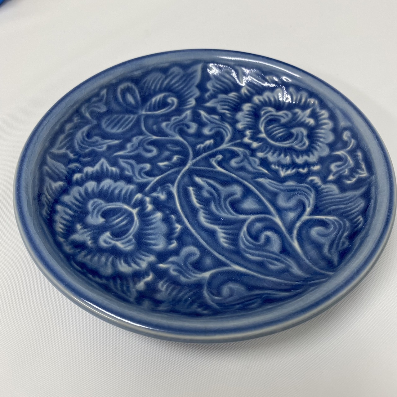 【セラドン焼き】丸皿 ブルー （15cm）