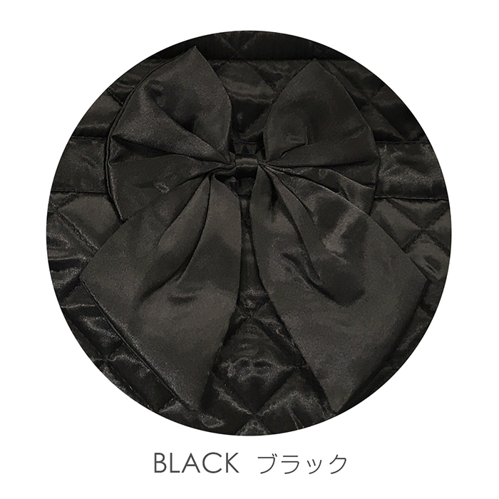 【NaRaYa】サテン リボンバッグ（舟形:大） ブラック