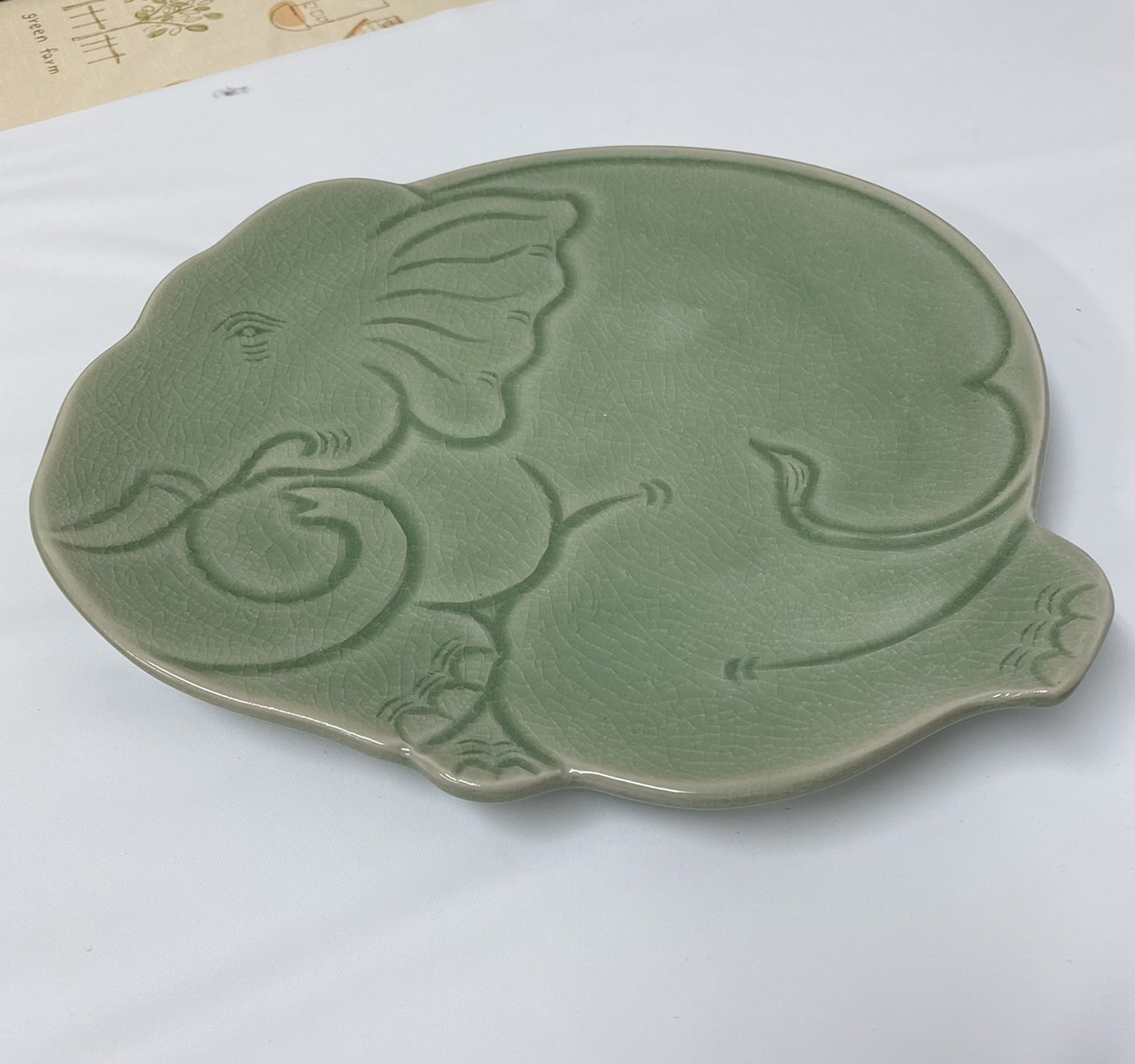 【セラドン焼き】ゾウの皿（25×26cm）